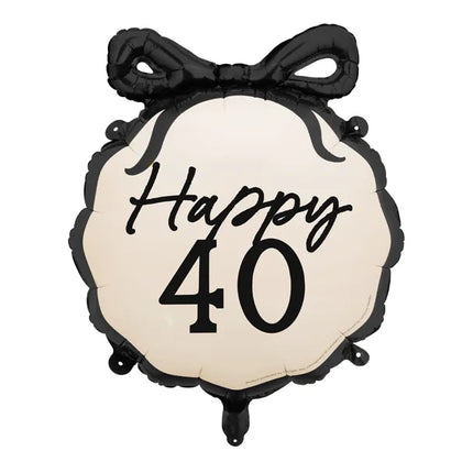 Ballon à hélium 40 ans Noir Blanc 53cm