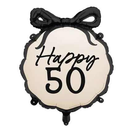 Ballon à hélium 50 ans Noir Blanc 53cm