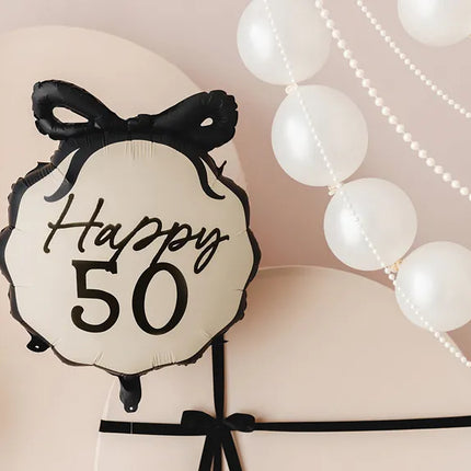 Ballon à hélium 50 ans Noir Blanc 53cm