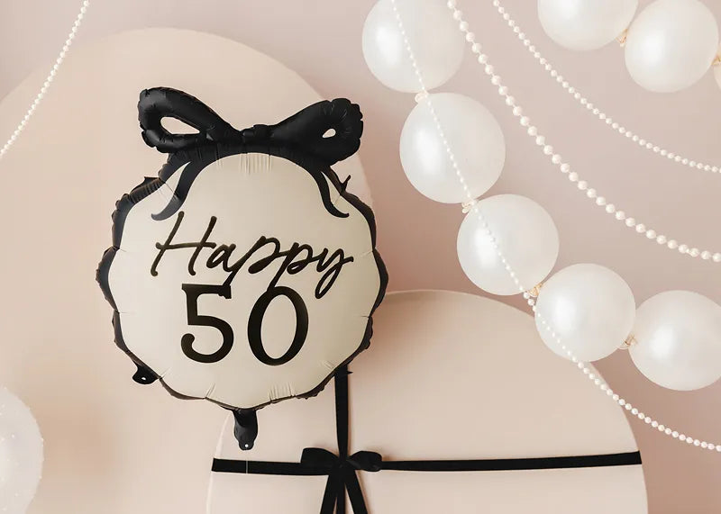 Ballon à hélium 50 ans Noir Blanc 53cm