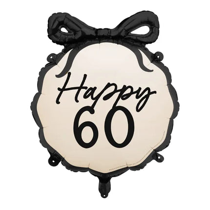 Ballon à hélium 60 ans Noir Blanc 53cm