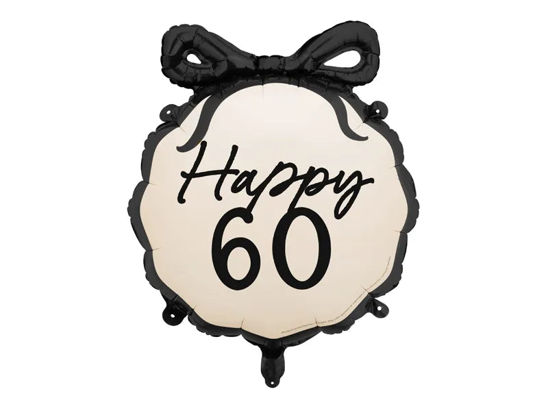 Ballon à hélium 60 ans Noir Blanc 53cm