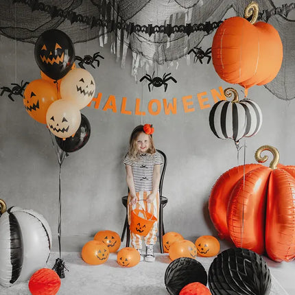 Pumpkin Helium Balloon Black White Empty 39cm