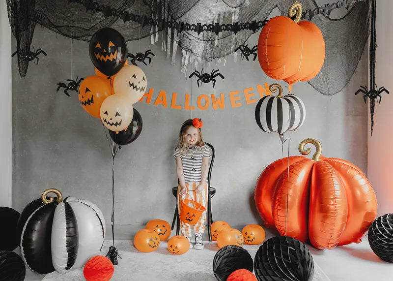 Pumpkin Helium Balloon Black White Empty 39cm