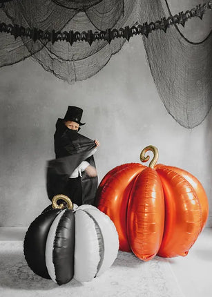Pumpkin Helium Balloon Black White Empty 39cm