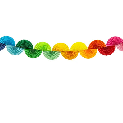 Guirlande arc-en-ciel éventails en papier 2.5m