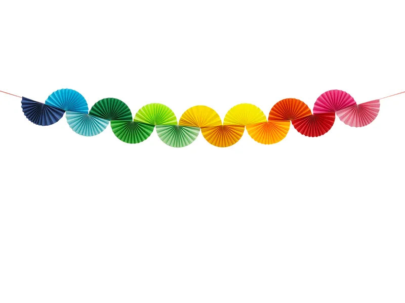 Guirlande arc-en-ciel éventails en papier 2.5m