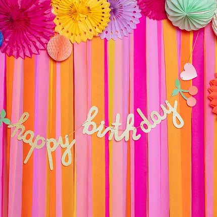 Guirlande de lettres Happy Birthday or avec ruban 2m