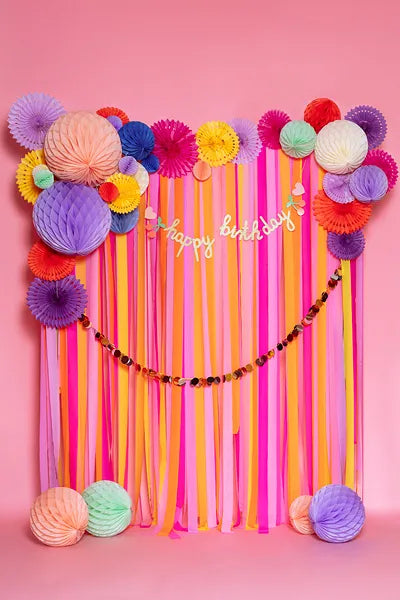 Guirlande de lettres Happy Birthday or avec ruban 2m