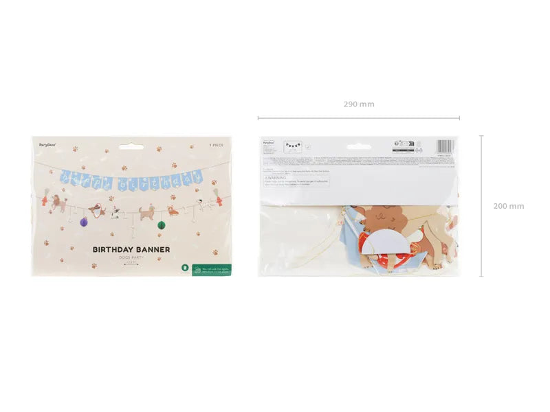 Guirlande de lettres Happy Birthday Chiens 2.1m