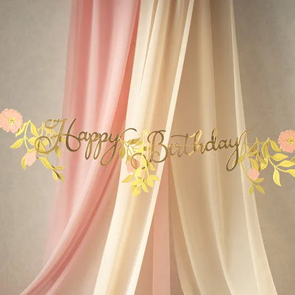 Guirlande de fleurs Happy Birthday 1.3m