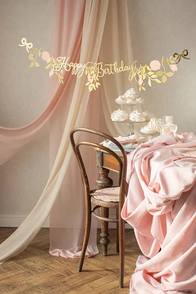 Guirlande de fleurs Happy Birthday 1.3m