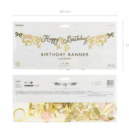 Guirlande de fleurs Happy Birthday 1.3m