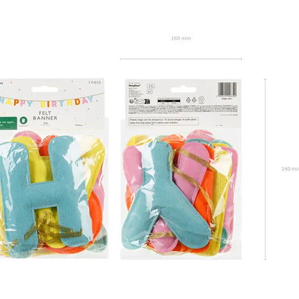 Guirlande de lettres Happy Birthday Feutre coloré 3m