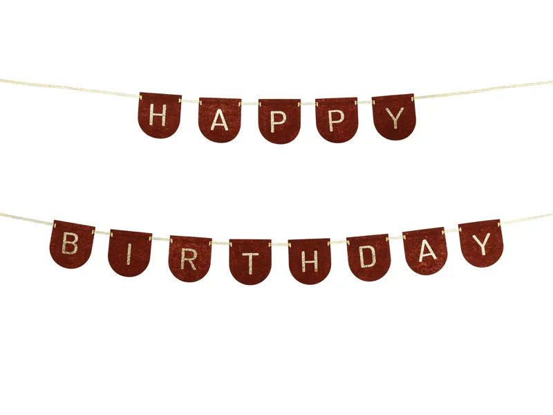 Guirlande de lettres Happy Birthday Noir Or 3m