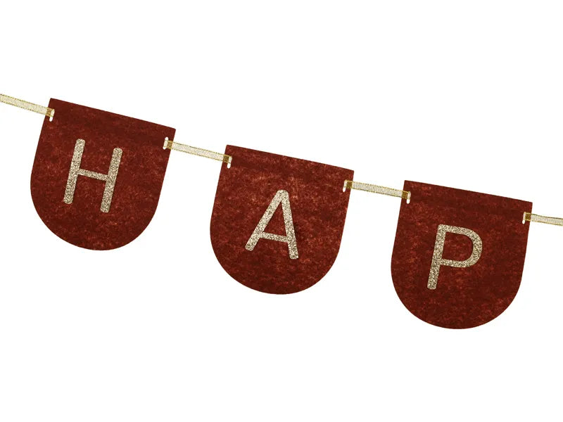 Guirlande de lettres Happy Birthday Noir Or 3m