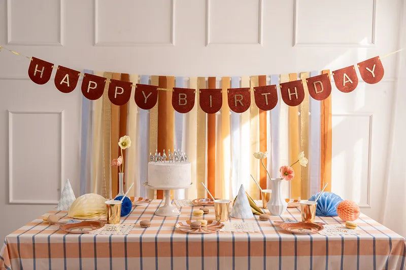 Guirlande de lettres Happy Birthday Noir Or 3m