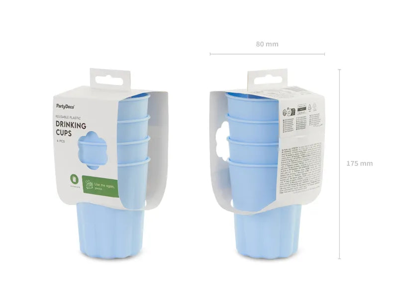 Gobelets bleus en plastique 220ml 4pcs