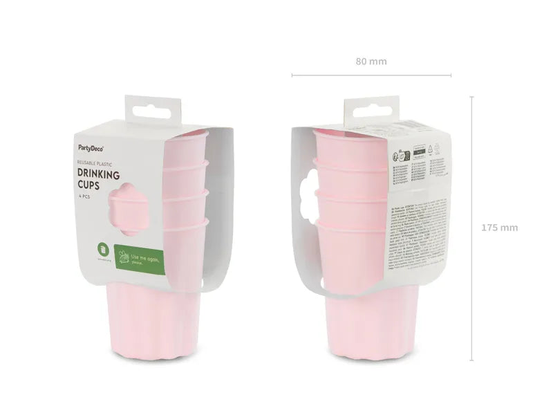 Gobelets en plastique roses 220ml 4pcs