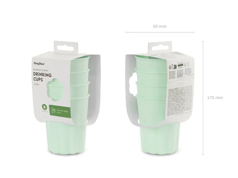Gobelets turquoise en plastique 220ml 4pcs