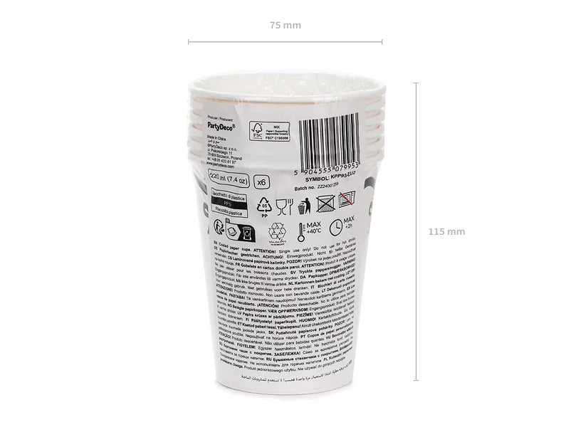 Tasses noires et blanches Bow 220ml 6pcs