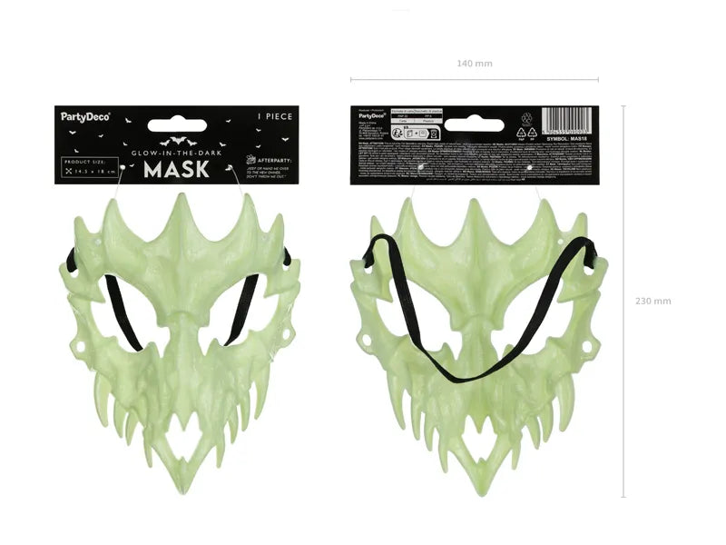 Masque d'Halloween Crâne vert qui brille dans le noir