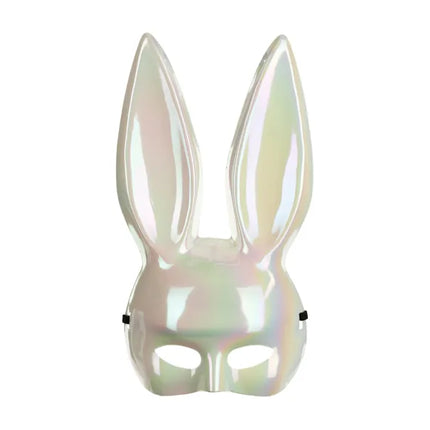 Masque oreilles de lapin Blanc irisé