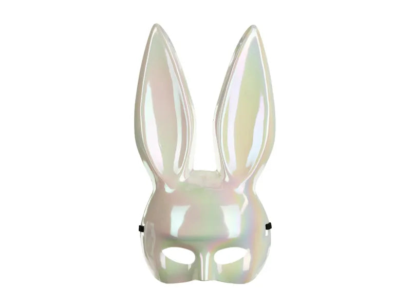 Masque oreilles de lapin Blanc irisé