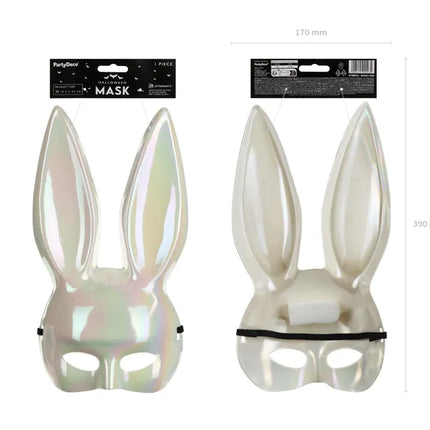 Masque oreilles de lapin Blanc irisé