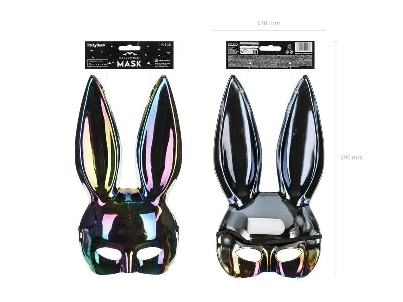 Masque oreilles de lapin Noir irisé