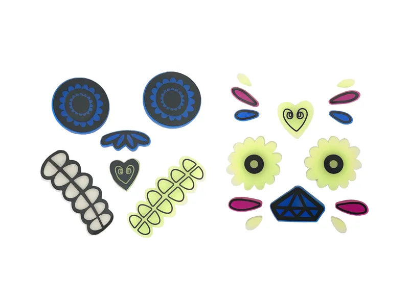 Dia De Los Muertos Stickers Gel Glow In The Dark 2 pieces