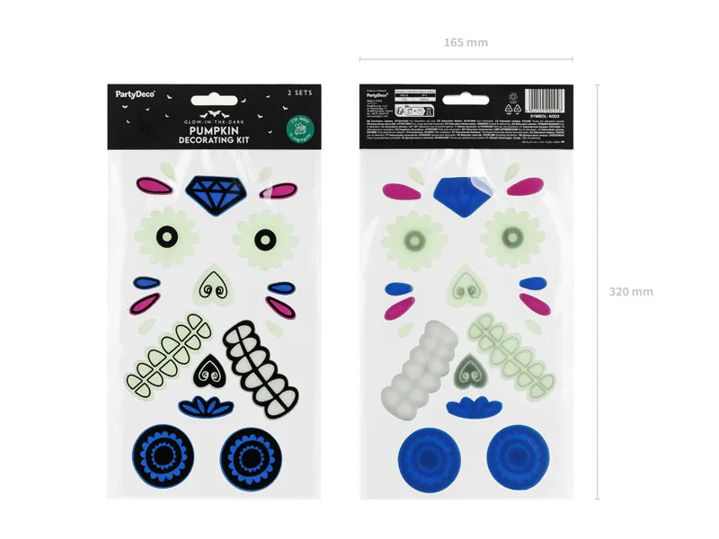 Dia De Los Muertos Stickers Gel Glow In The Dark 2 pieces
