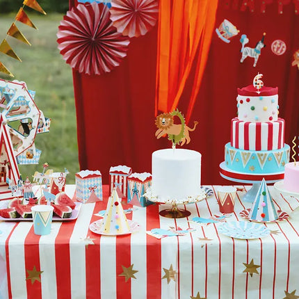 Nappe de cirque papier rayé rouge blanc 1.8m