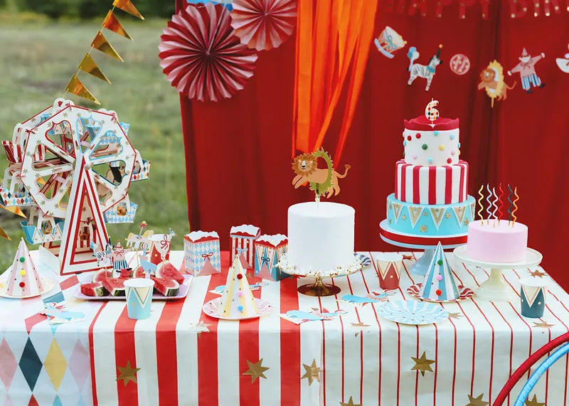 Nappe de cirque papier rayé rouge blanc 1.8m