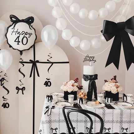 Nappe à nœuds en papier noir et blanc 1.8m