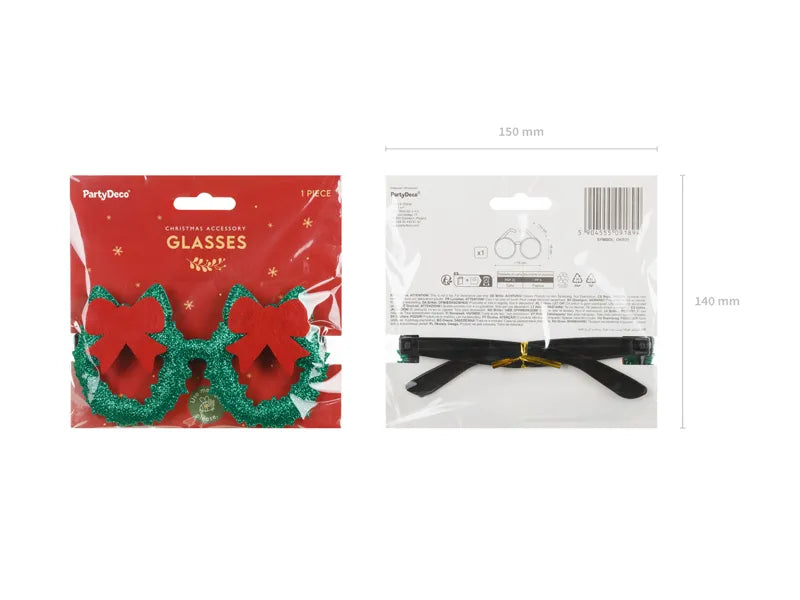 Verres de Noël Rouge Vert Noeud
