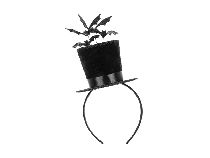 Chapeau serre-tête noir avec chauves-souris