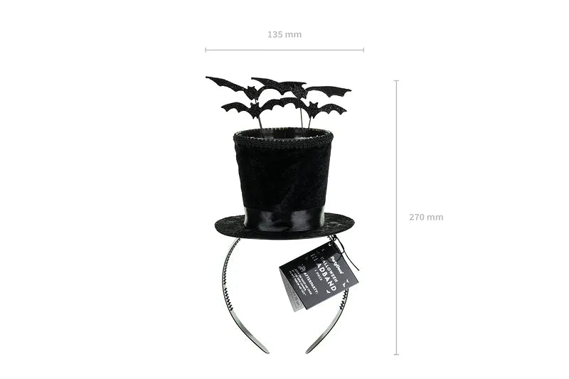 Chapeau serre-tête noir avec chauves-souris