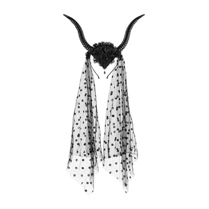 Bandeau diable noir avec voile
