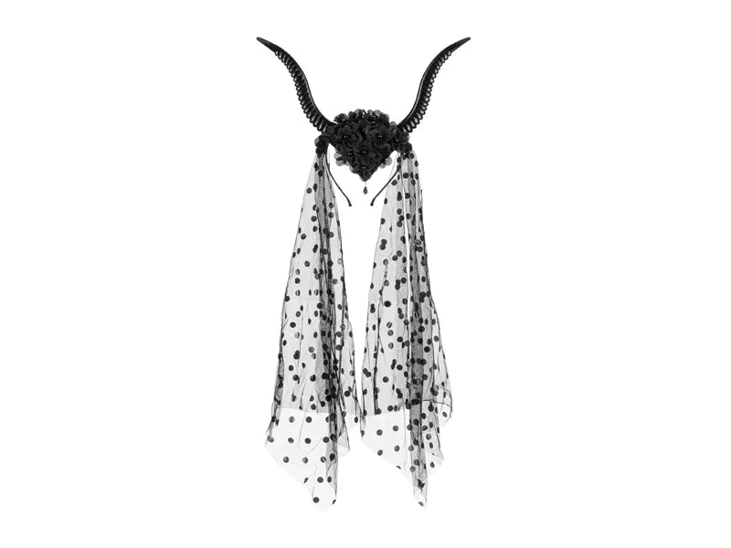 Bandeau diable noir avec voile