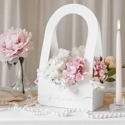 Boîte à fleurs blanche pour les fêtes Meilleurs voeux 38cm