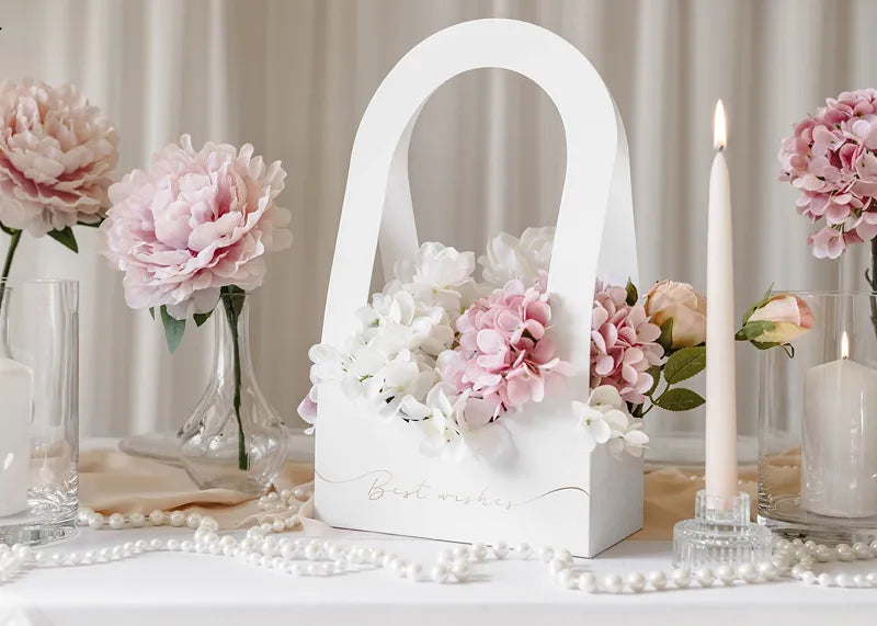 Boîte à fleurs blanche pour les fêtes Meilleurs voeux 38cm