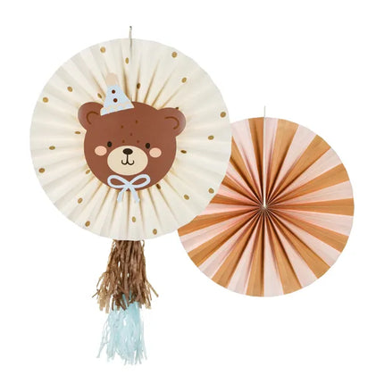 Eventail en papier en forme d'ours 30cm