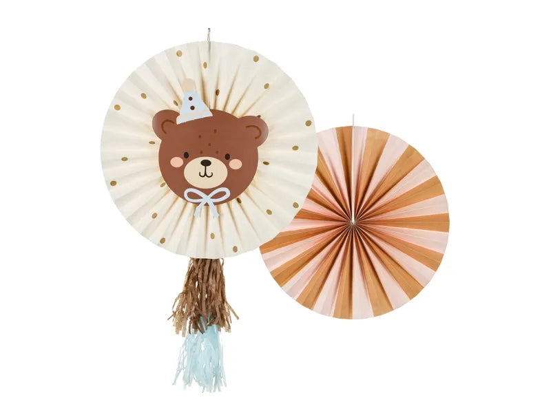 Eventail en papier en forme d'ours 30cm