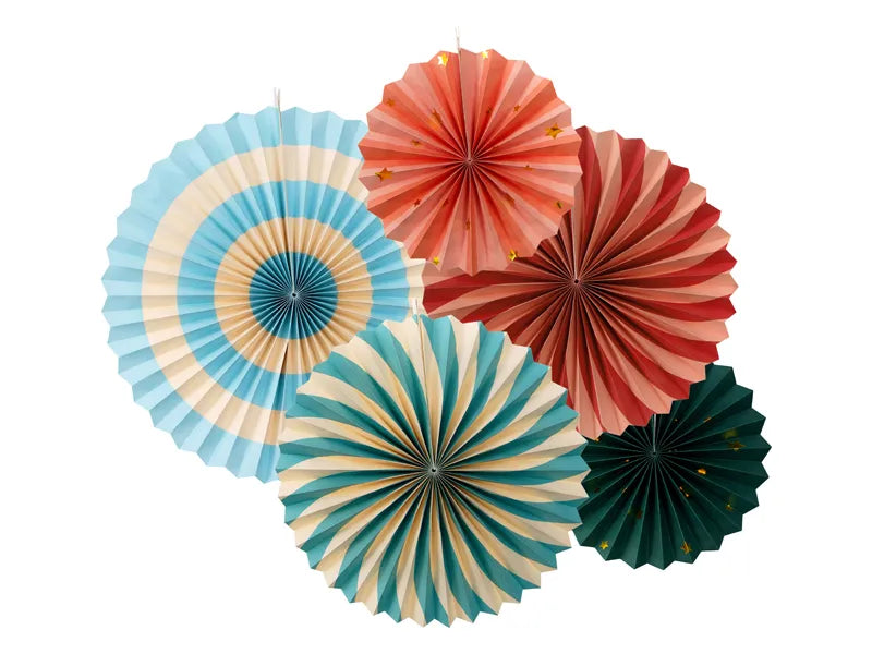 Eventails en papier coloré 5pcs