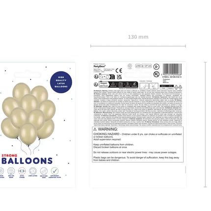 Ballons de baudruche dorés Metallic Cold Gold 27cm 10pcs