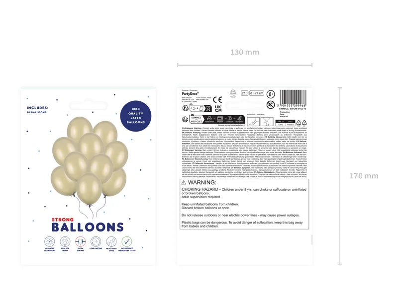 Ballons de baudruche dorés Metallic Cold Gold 27cm 10pcs
