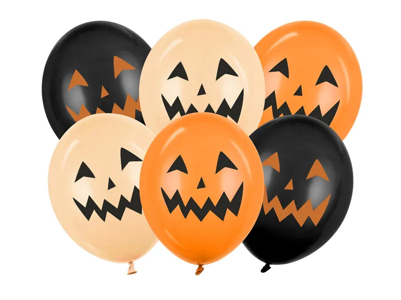 Ballons d'Halloween Noirs Orange Citrouilles 30cm 6pcs