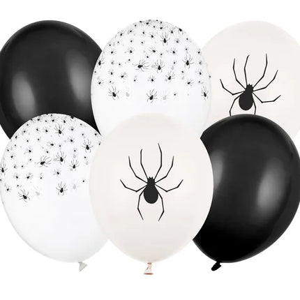Ballons d'Halloween Noirs Blancs Araignées 30cm 6pcs