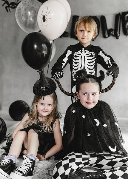 Ballons d'Halloween Noirs Blancs Araignées 30cm 6pcs